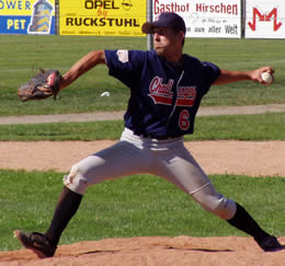 Reliever <a href="http://www.challengers.ch/playerprofile/bregy-harry/?liga=NLA" title="See Player Profile for Harry Bregy">Harry Bregy</a> pitched the final two innings.