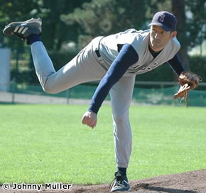 <a href="http://www.challengers.ch/playerprofile/brunner-roger/?liga=NLA" title="See Player Profile for Roger Brunner">Roger Brunner</a> picked up his third win of the season by pitching six solid innings.